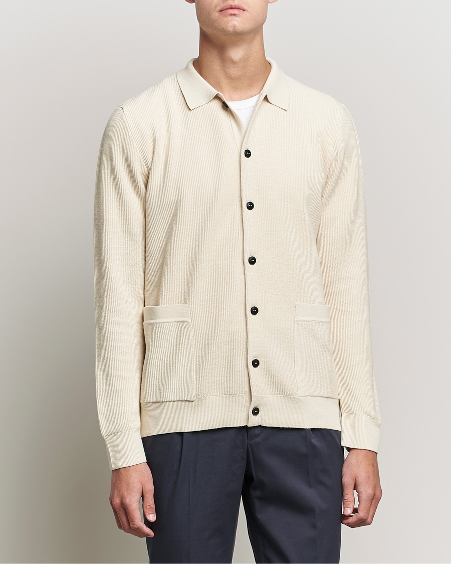 Herre | Cardigans | Sunspel | Long Staple Cotton Knitted Jacket Ecru