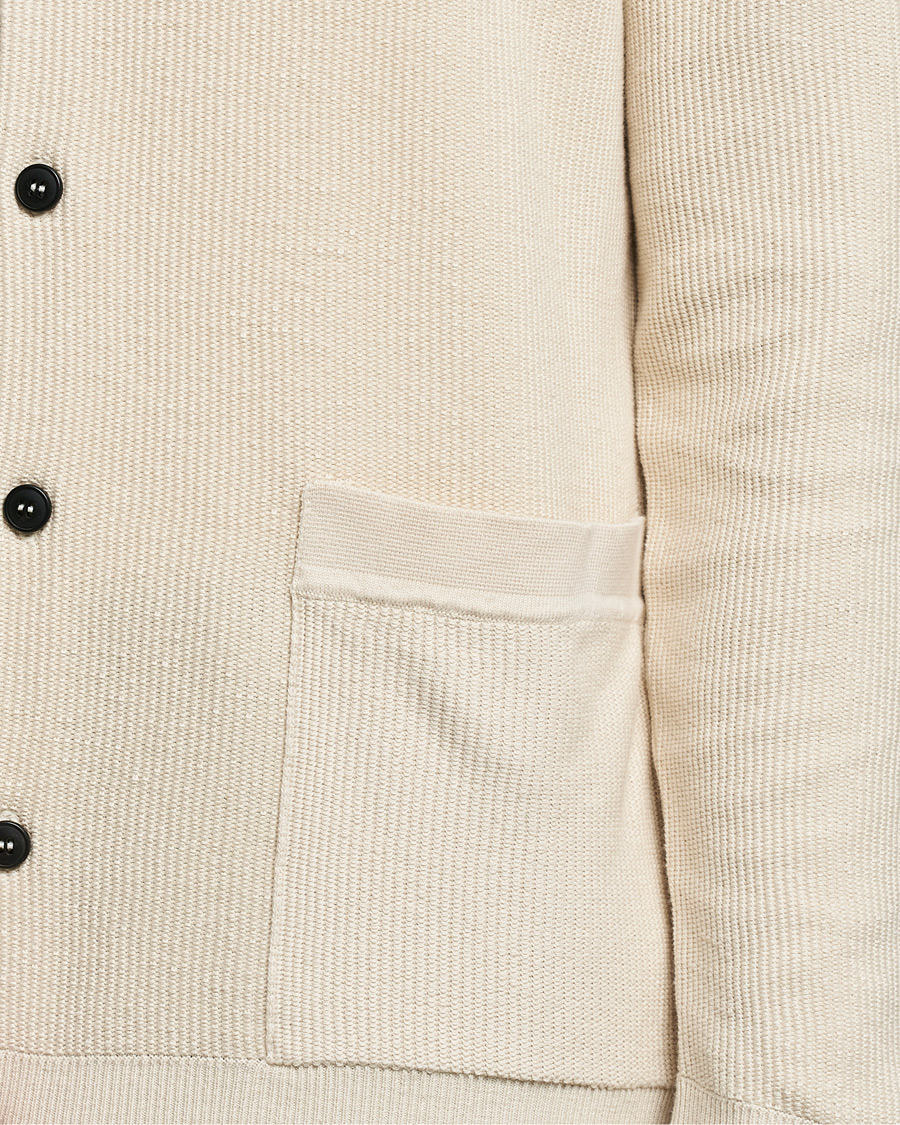 Herre | Trøjer | Sunspel | Long Staple Cotton Knitted Jacket Ecru