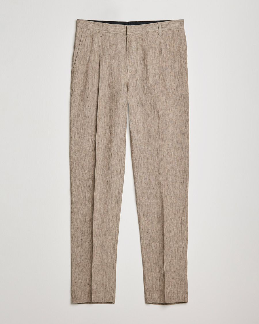 Herre | Bukser | Sunspel | Tailored Relaxed Fit Linen Trousers Dark Stone