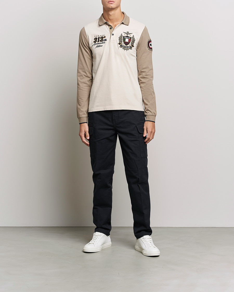 Herre | Trøjer | Aeronautica Militare | Long Sleeve Logo Polo Tortora