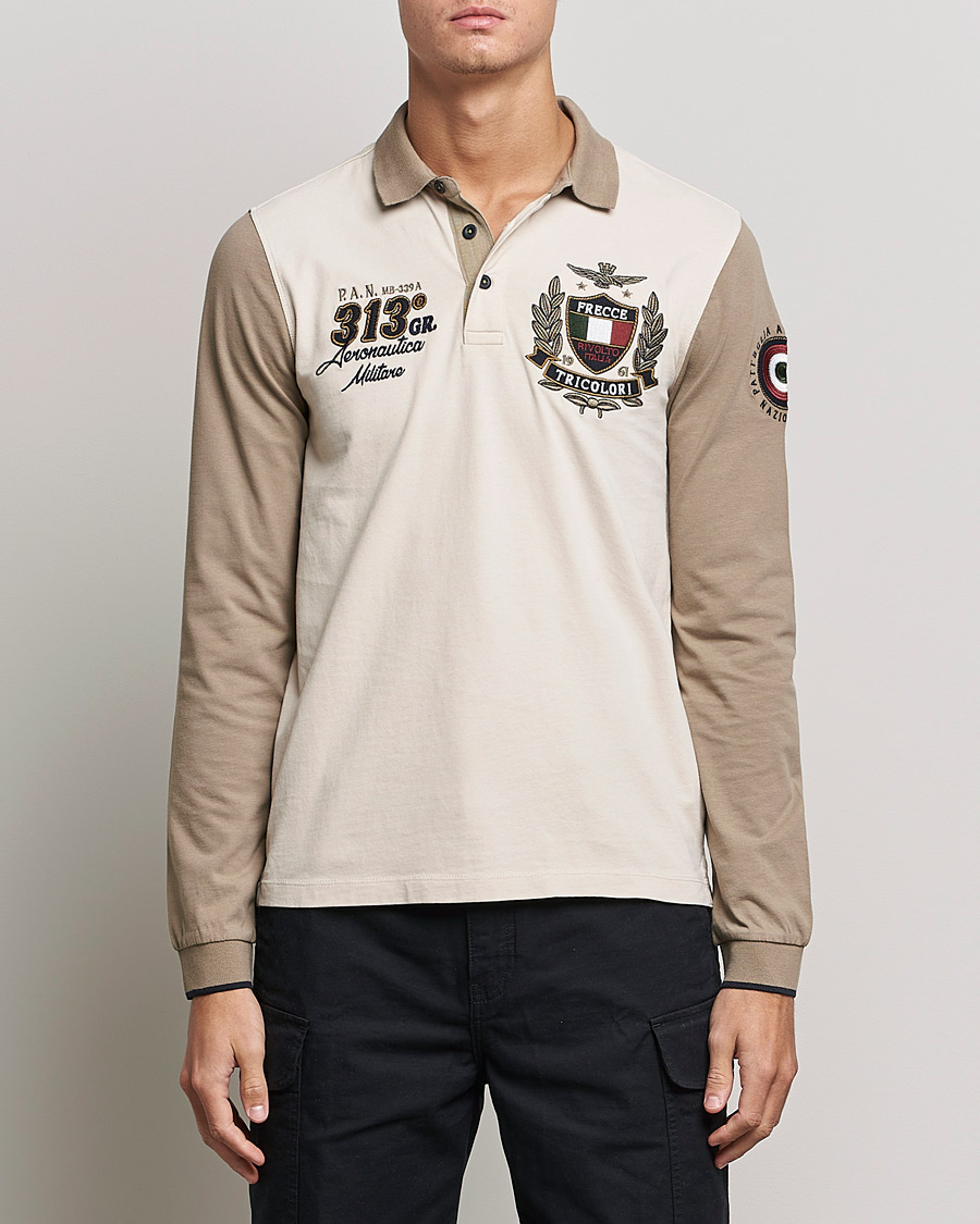 Herre | Trøjer | Aeronautica Militare | Long Sleeve Logo Polo Tortora