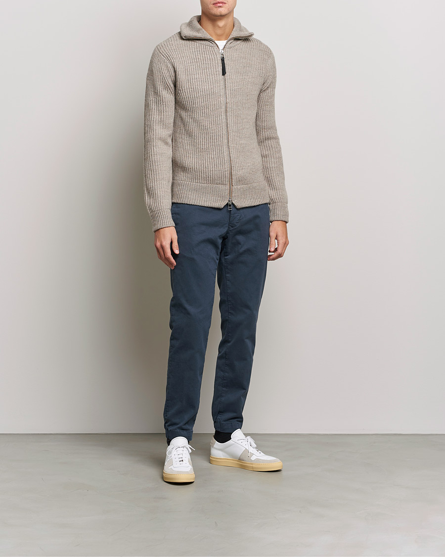 Herre | Bukser | Incotex | Slim Fit Satin Drawstring Joggers Navy