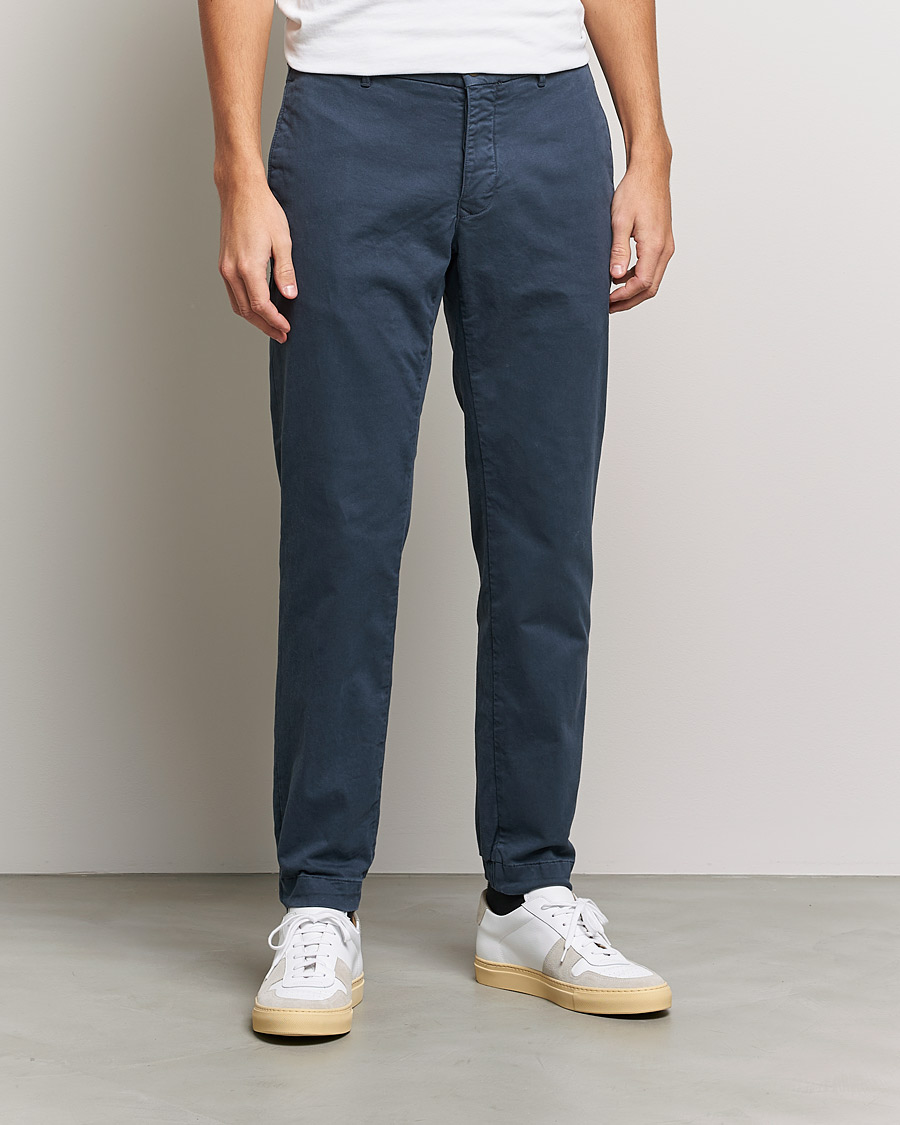 Herre | Bukser | Incotex | Slim Fit Satin Drawstring Joggers Navy