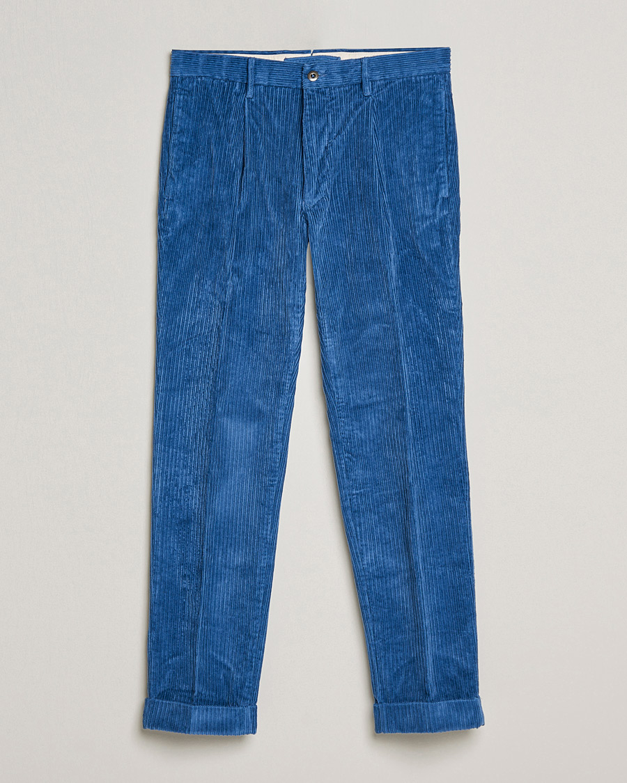 Herre | Bukser | Incotex | Regular Fit Heavy Cord Slacks Royal Blue
