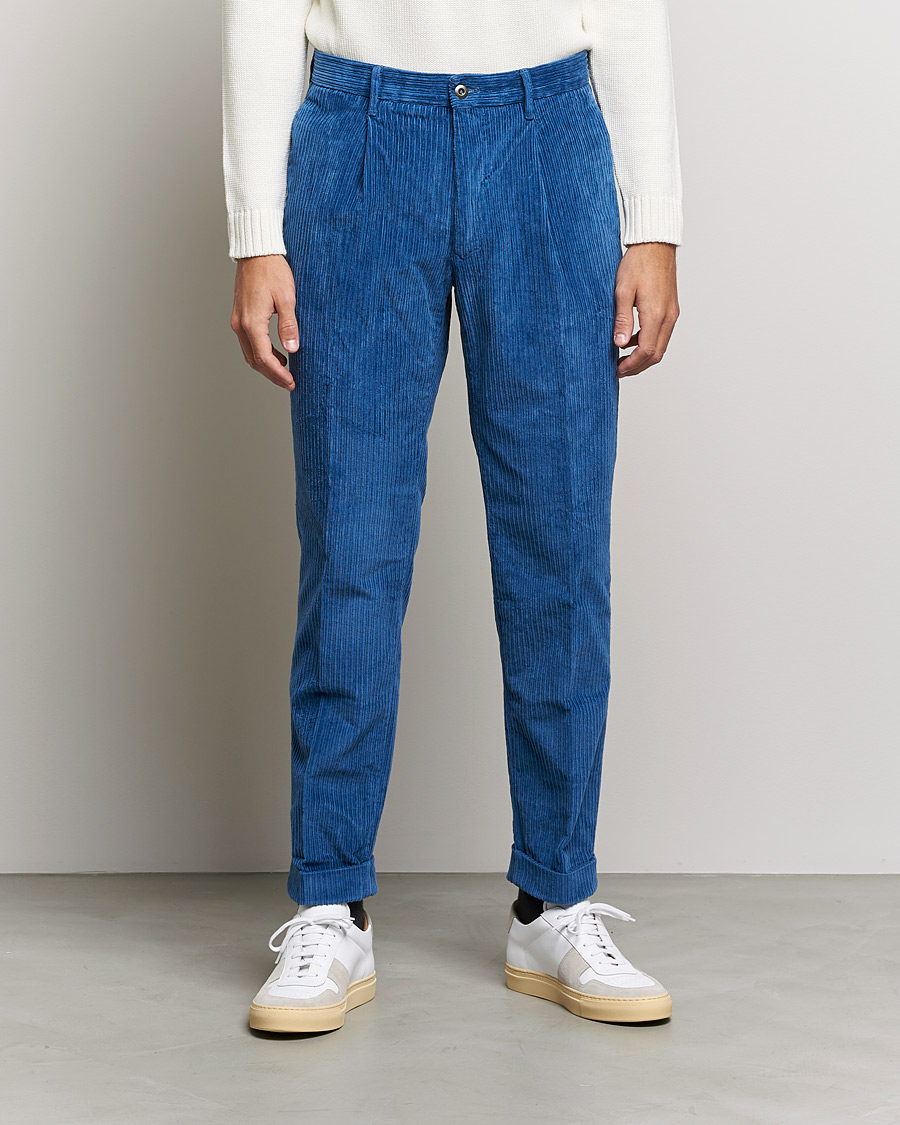 Herre | Bukser | Incotex | Regular Fit Heavy Cord Slacks Royal Blue