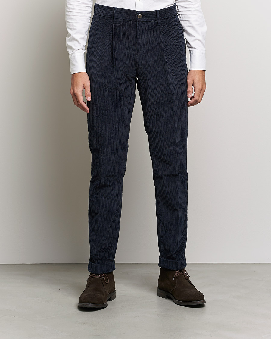 Herre | Bukser | Incotex | Regular Fit Heavy Cord Slacks Navy