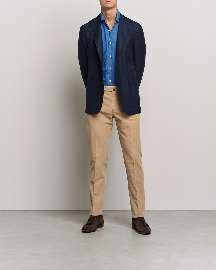Herre | Bukser | Incotex | Slim Fit Soft Corduroy Trousers Beige