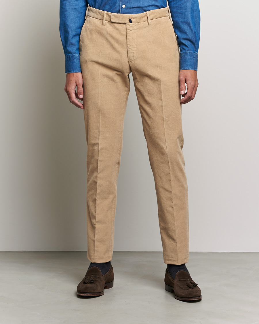 Herre | Bukser | Incotex | Slim Fit Soft Corduroy Trousers Beige