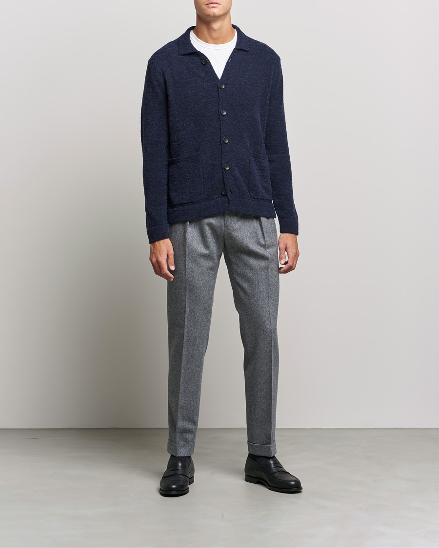 Herre | Bukser | Incotex | Pleated Flannel Trousers Grey Melange