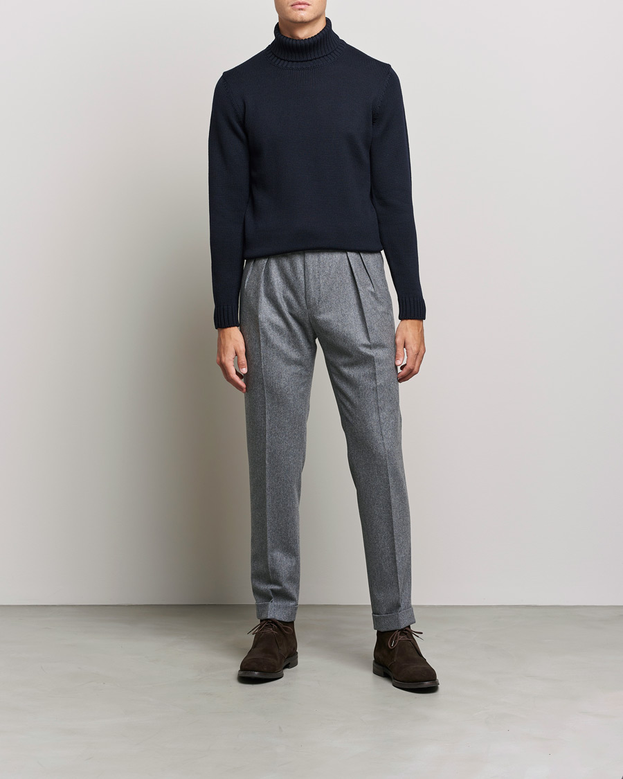 Herre | Trøjer | Zanone | Virgin Merino Wool Rollneck Navy