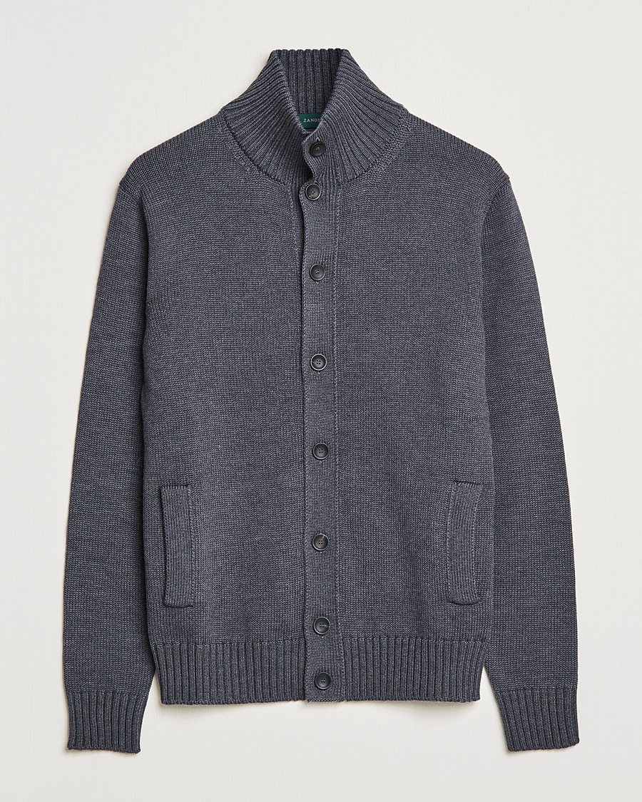 Herre | Trøjer | Zanone | Virgin Merino Wool Chioto Cardigan Grey Melange