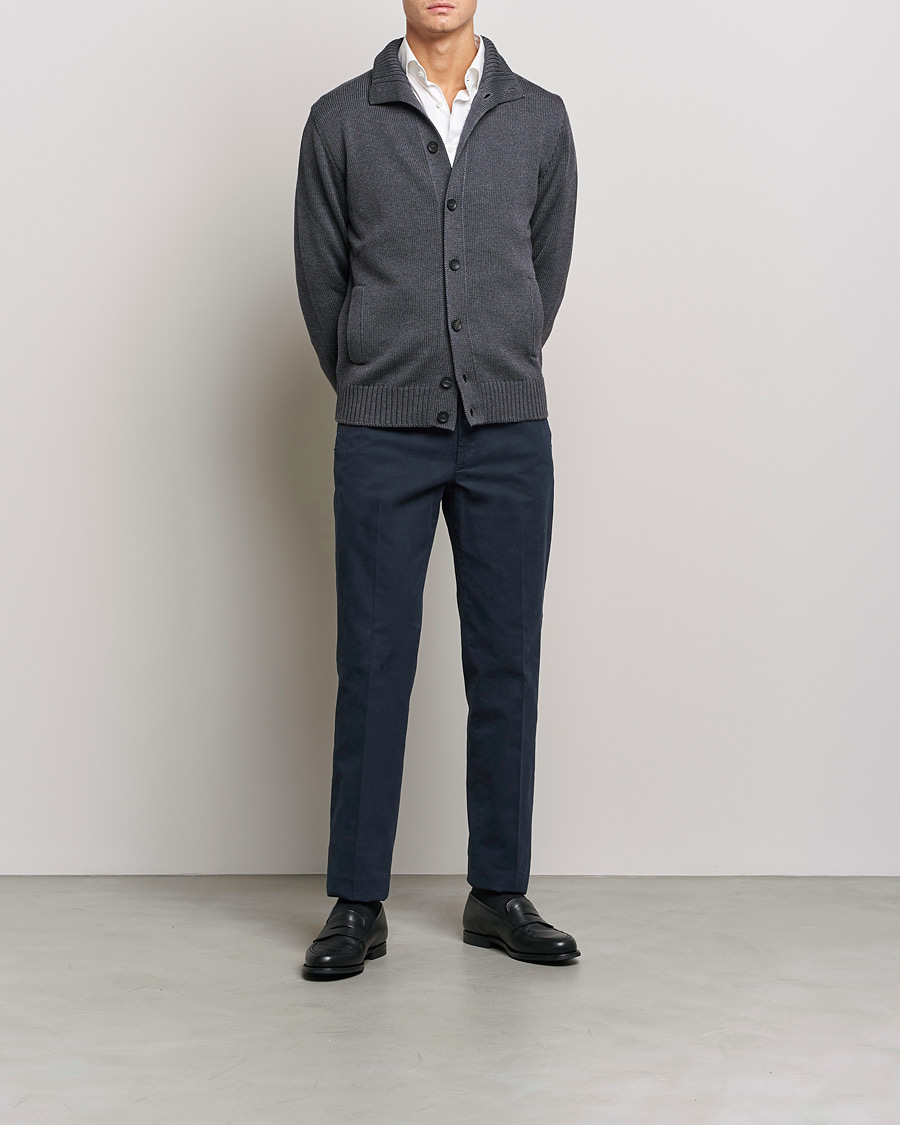 Herre | Trøjer | Zanone | Virgin Merino Wool Chioto Cardigan Grey Melange