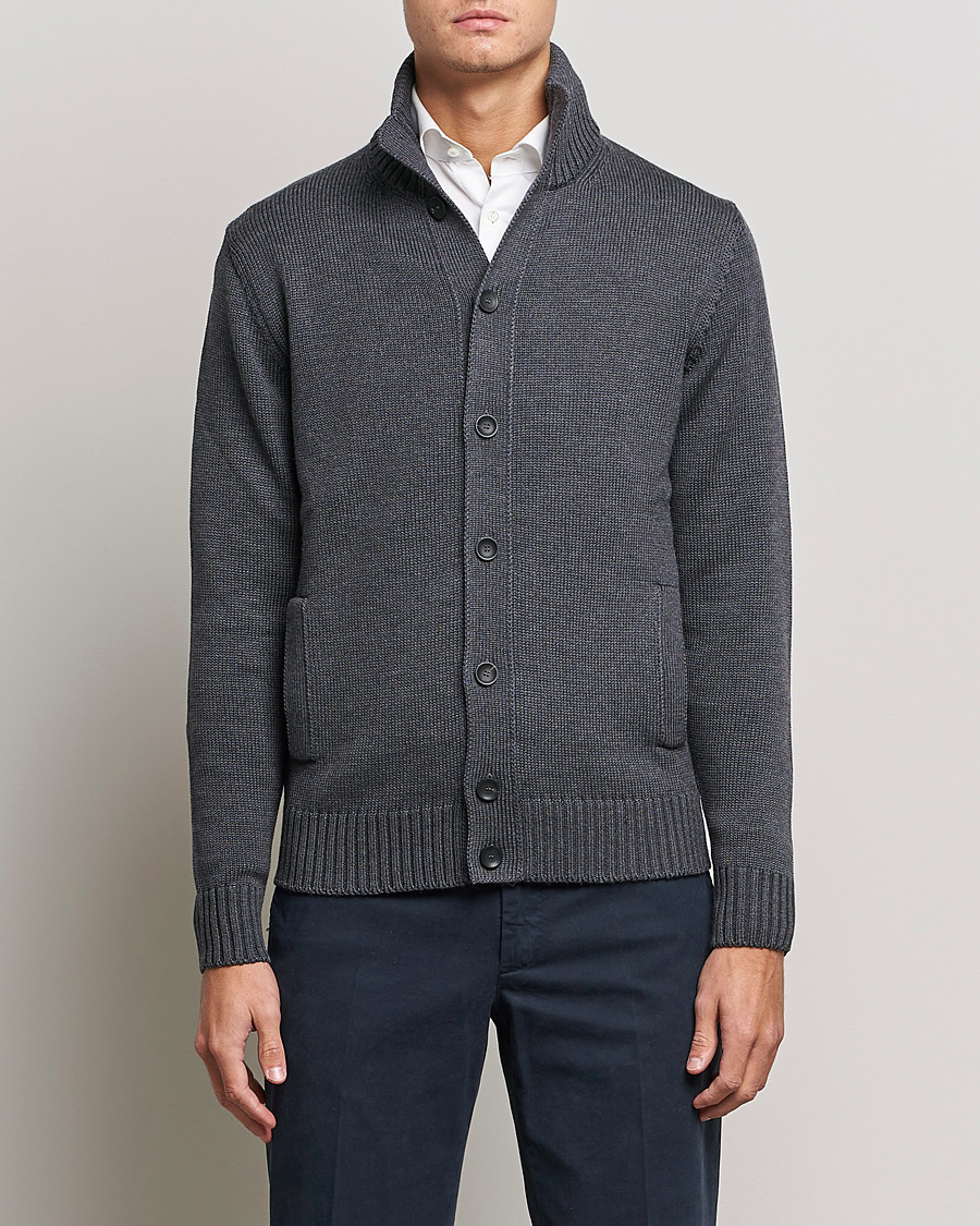 Herre | Zanone | Zanone | Virgin Merino Wool Chioto Cardigan Grey Melange