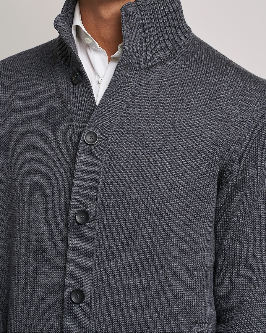 Herre | Trøjer | Zanone | Virgin Merino Wool Chioto Cardigan Grey Melange