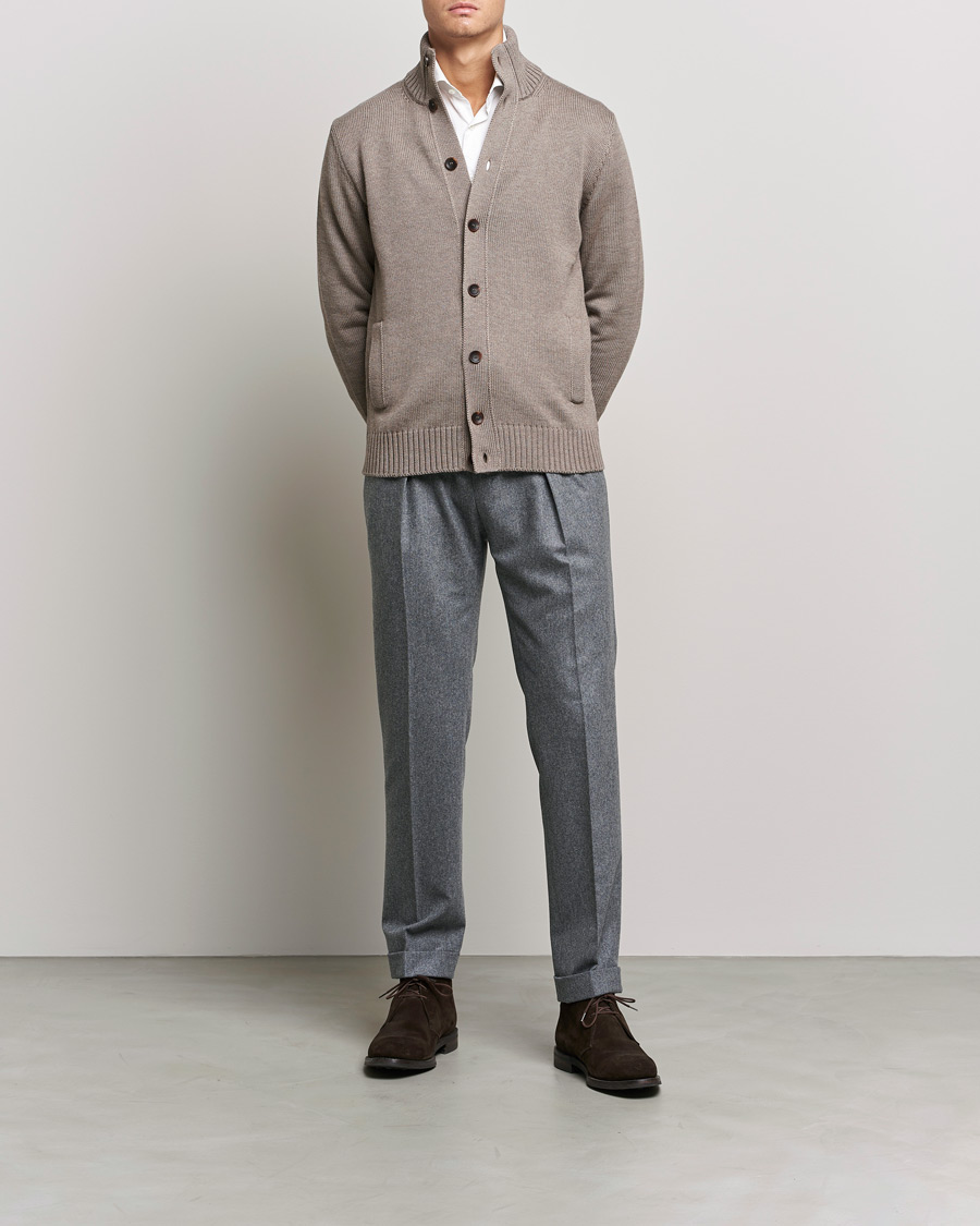 Herre | Trøjer | Zanone | Virgin Merino Wool Chioto Cardigan Taupe