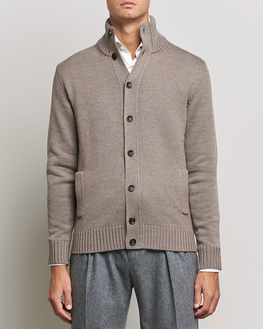 Herre | Slowear | Zanone | Virgin Merino Wool Chioto Cardigan Taupe