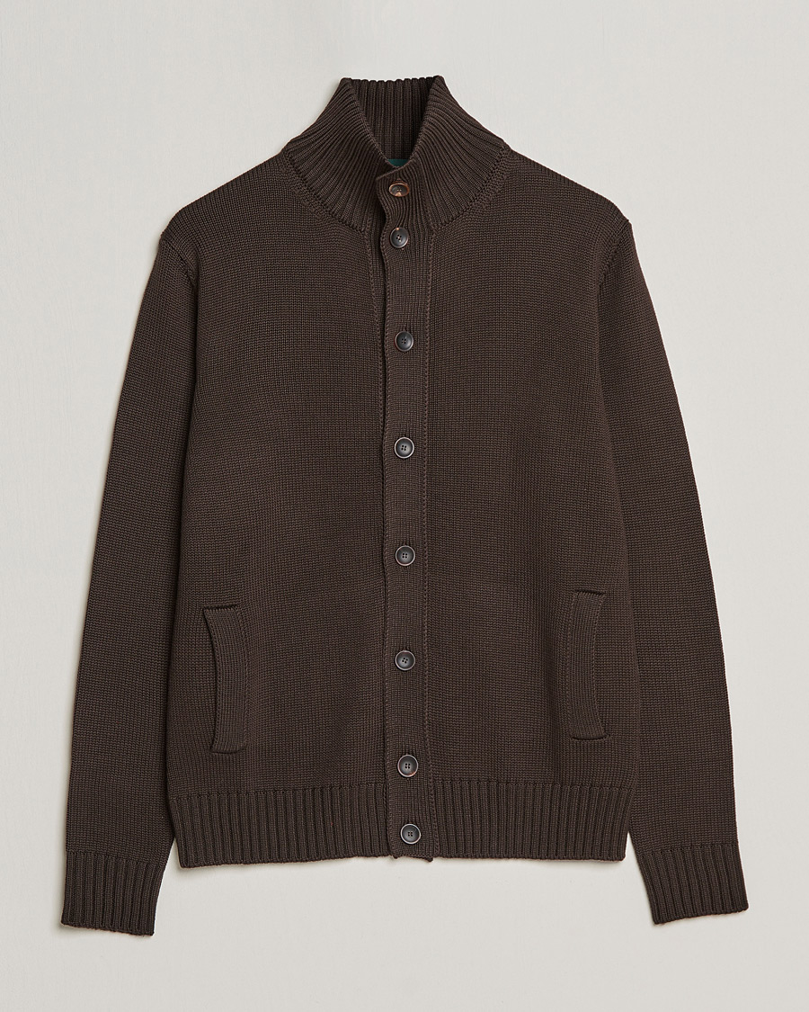 Herre | Trøjer | Zanone | Virgin Merino Wool Chioto Cardigan Dark Brown