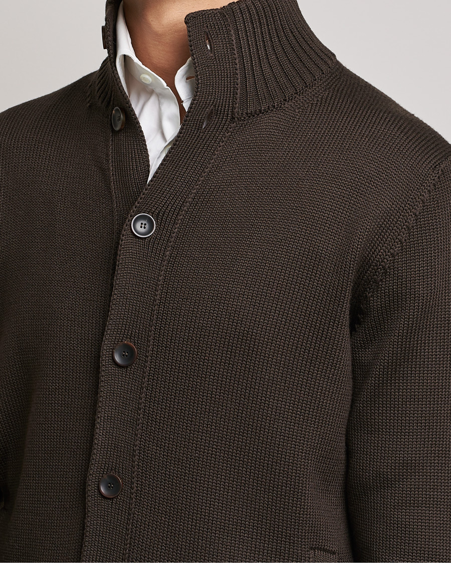 Herre | Trøjer | Zanone | Virgin Merino Wool Chioto Cardigan Dark Brown