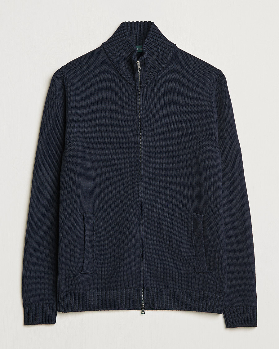 Herre | Trøjer | Zanone | Virgin Merino Wool Zip Cardigan Navy