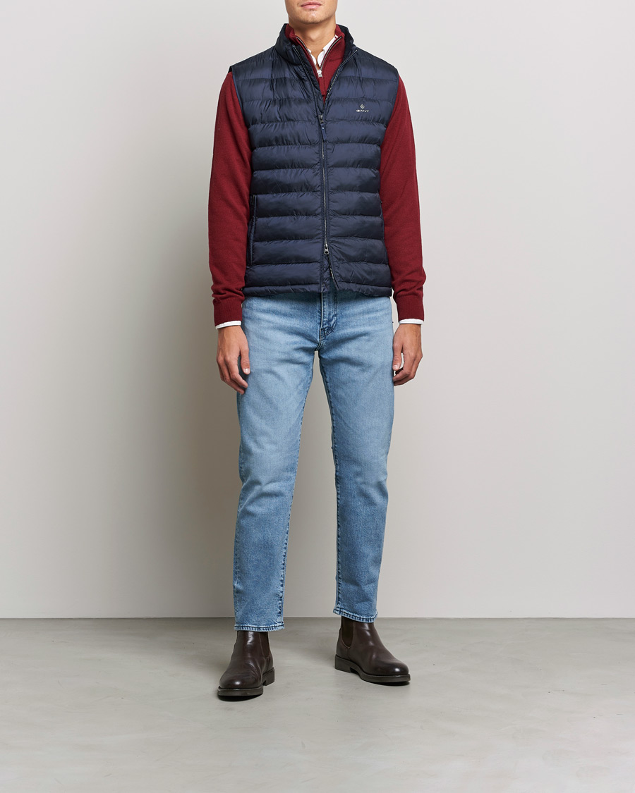 Herre | Jakker | GANT | Mixed Media Light Padded Gilet Evening Blue
