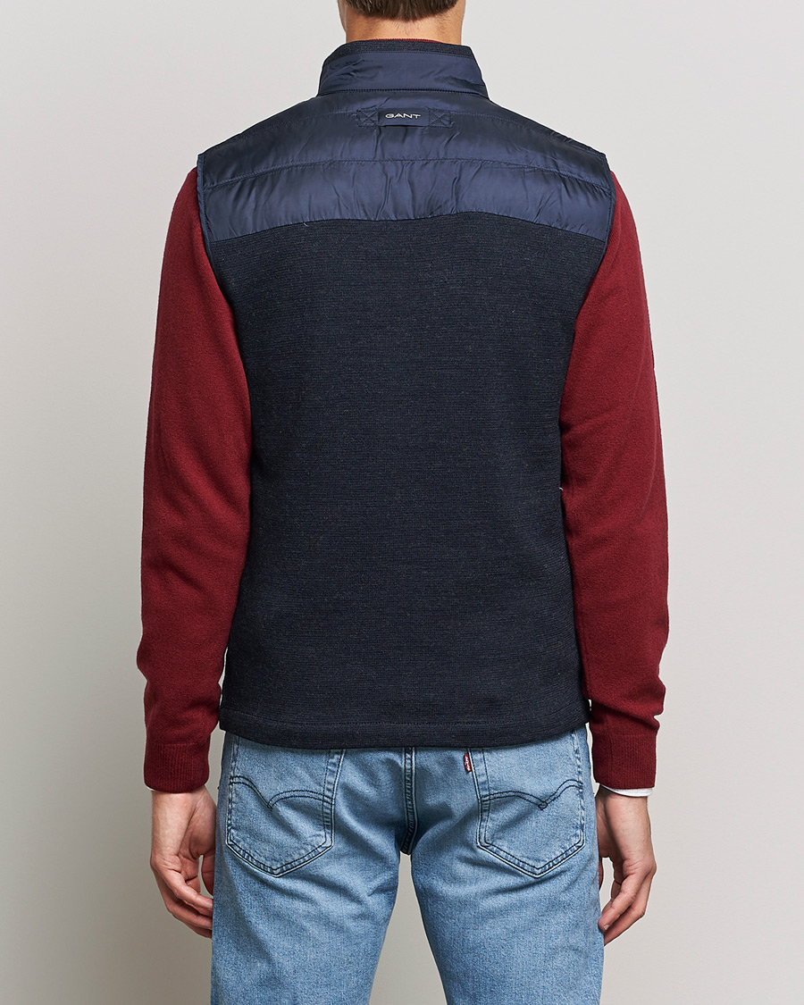Herre | Jakker | GANT | Mixed Media Light Padded Gilet Evening Blue