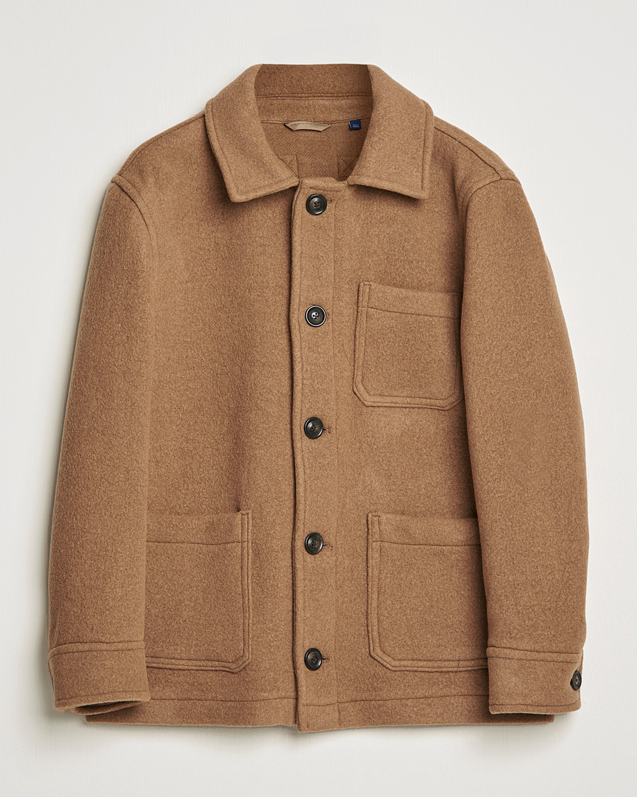 Herre | Jakker | GANT | Short Wool Patch Pocket Jacket Warm Khaki