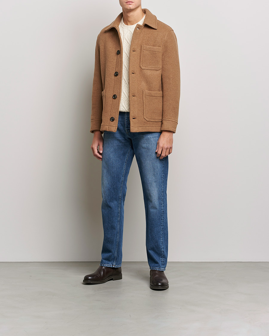 Herre | Jakker | GANT | Short Wool Patch Pocket Jacket Warm Khaki