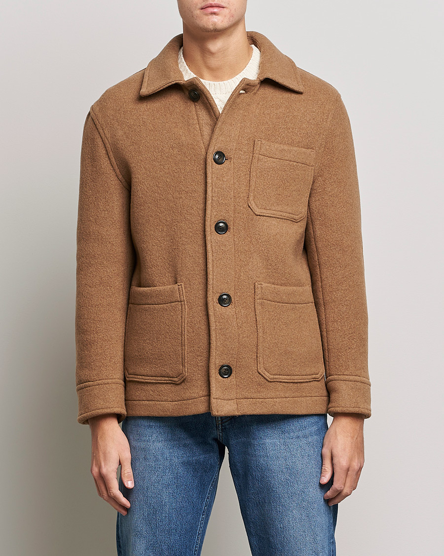 Herre | Jakker | GANT | Short Wool Patch Pocket Jacket Warm Khaki