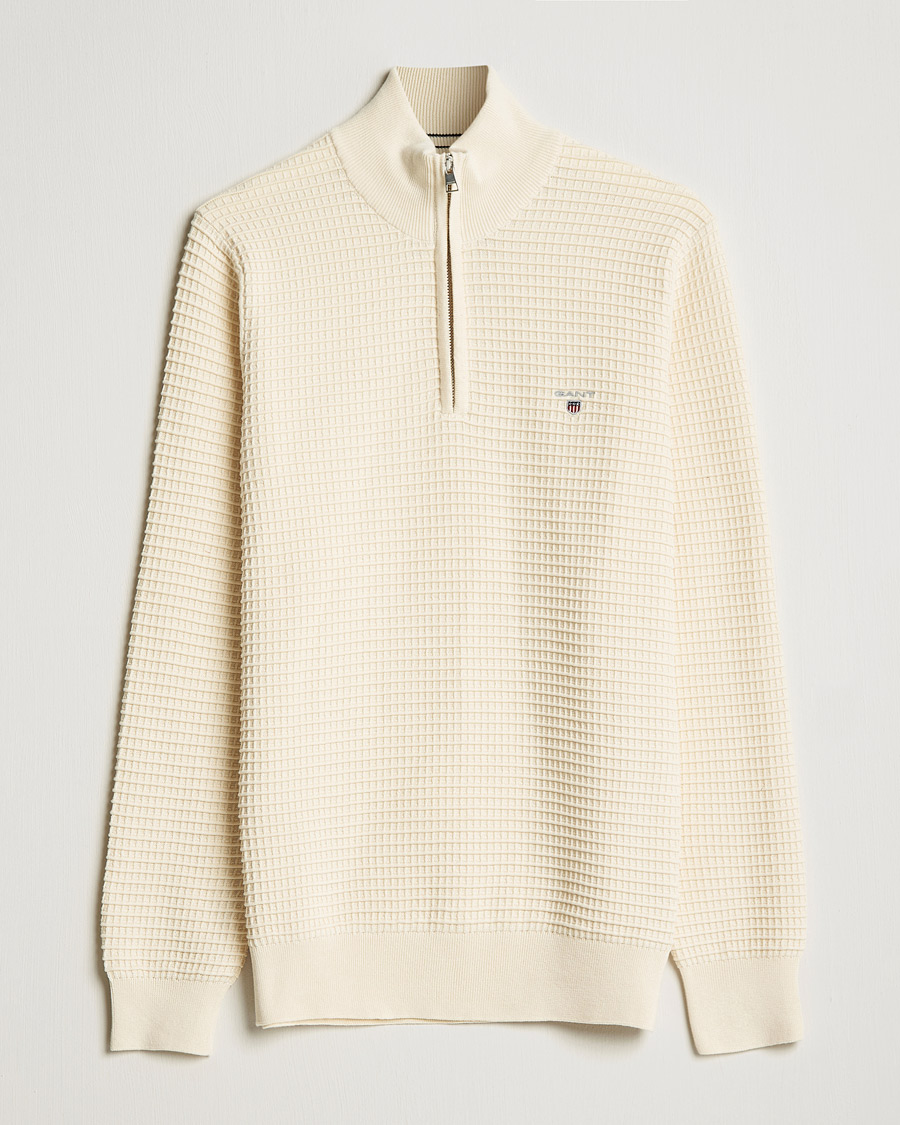 Herre | Trøjer | GANT | Cotton Texture Half Zip Cream
