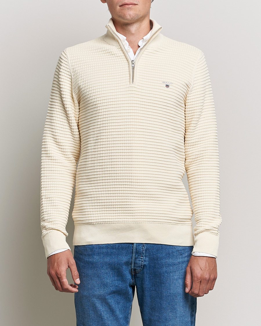 Herre | Trøjer | GANT | Cotton Texture Half Zip Cream