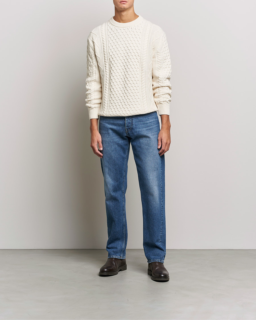Herre | Trøjer | GANT | Aran Structured Knitted Sweater Cream