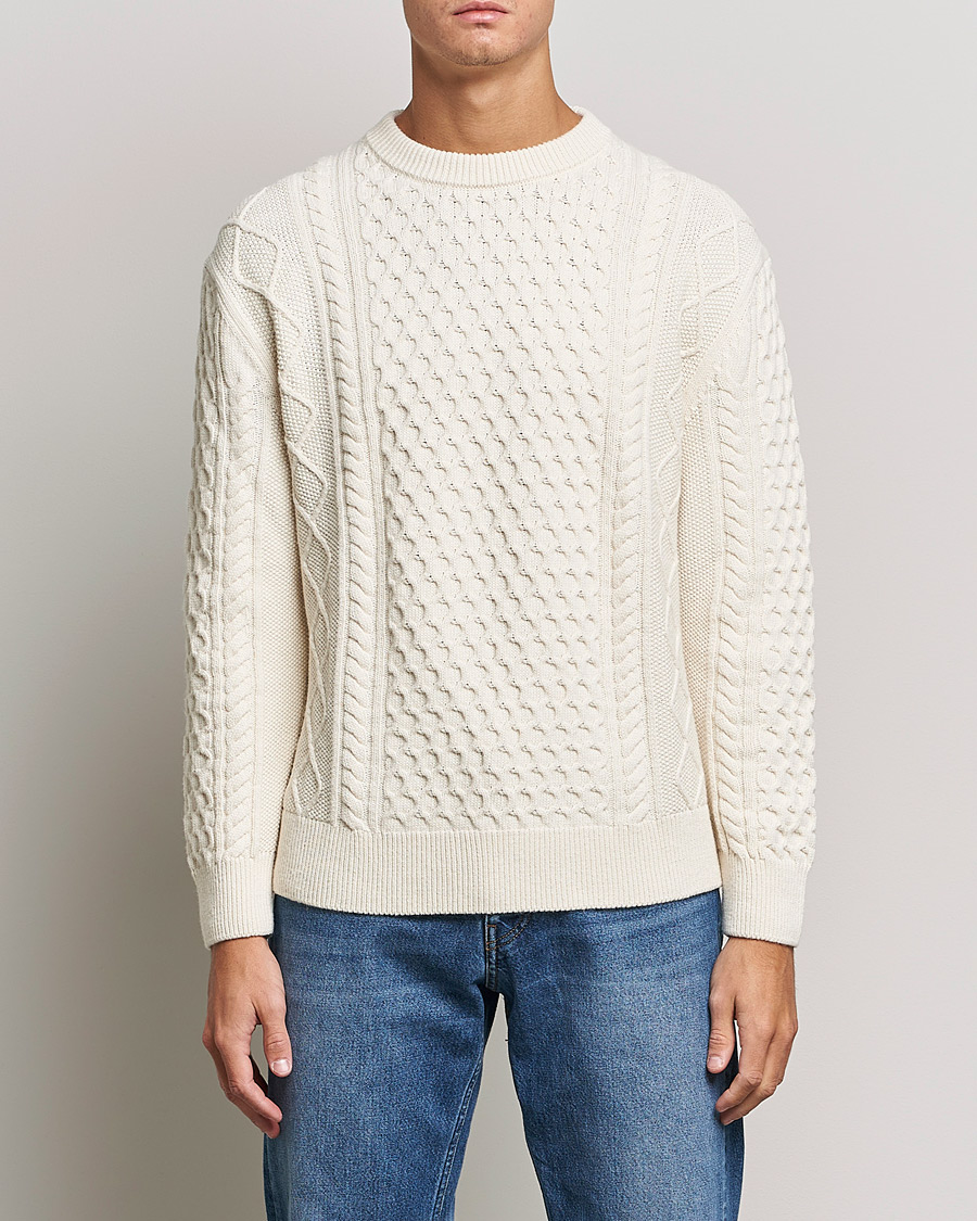 Herre | Trøjer | GANT | Aran Structured Knitted Sweater Cream