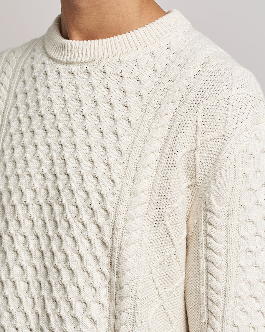 Herre | Trøjer | GANT | Aran Structured Knitted Sweater Cream