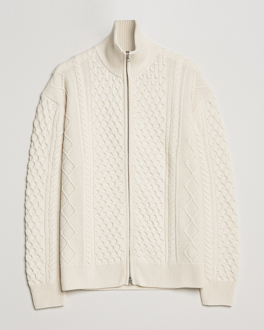 Herre | Trøjer | Gant | Aran Structured Full Zip Cream