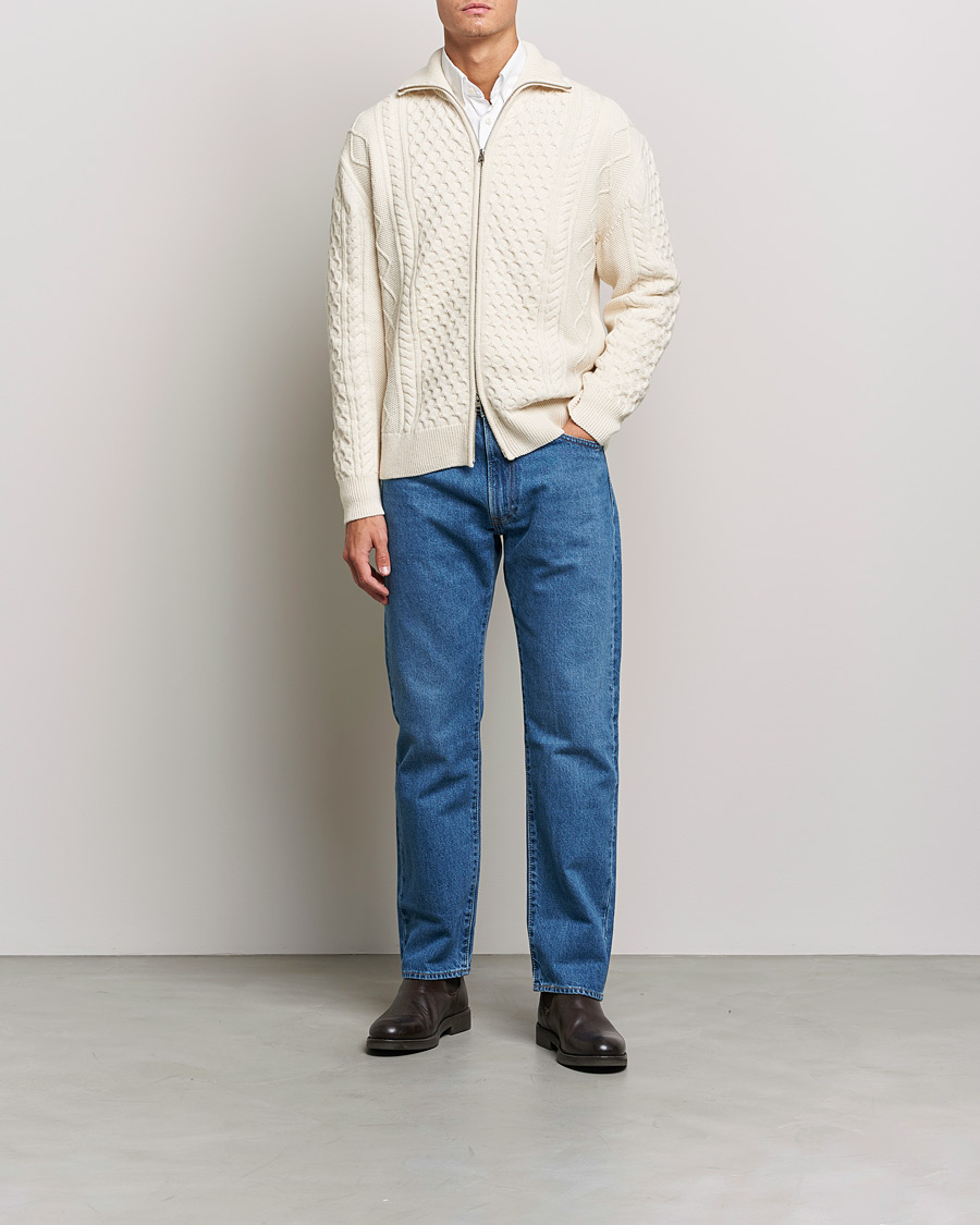 Herre | Trøjer | Gant | Aran Structured Full Zip Cream
