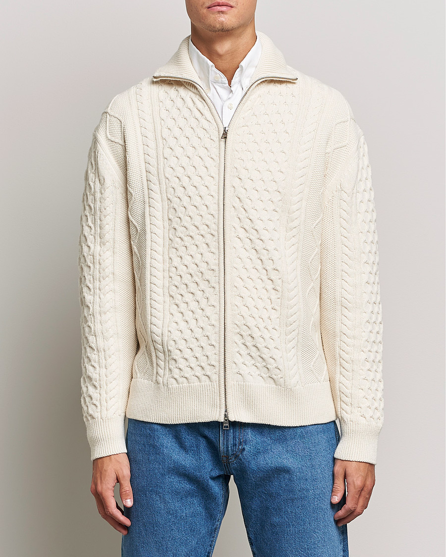 Herre | Trøjer | Gant | Aran Structured Full Zip Cream