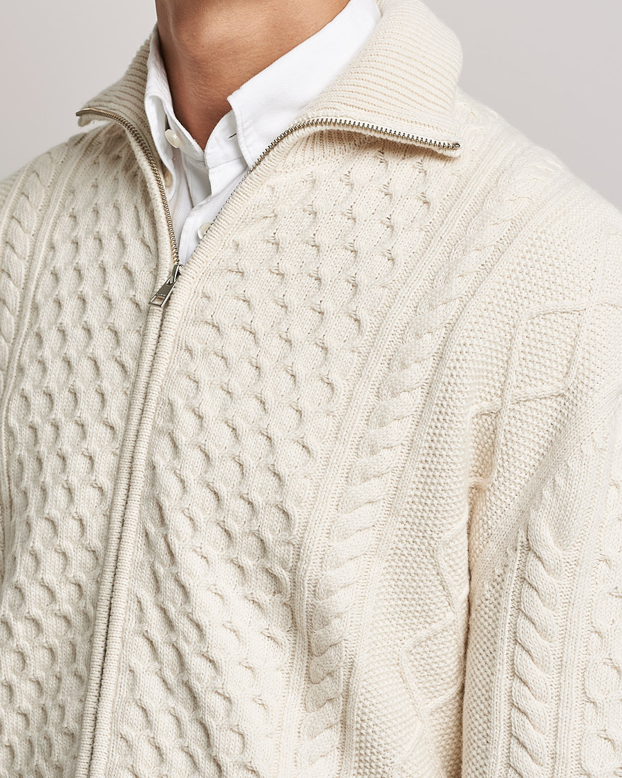 Herre | Trøjer | Gant | Aran Structured Full Zip Cream