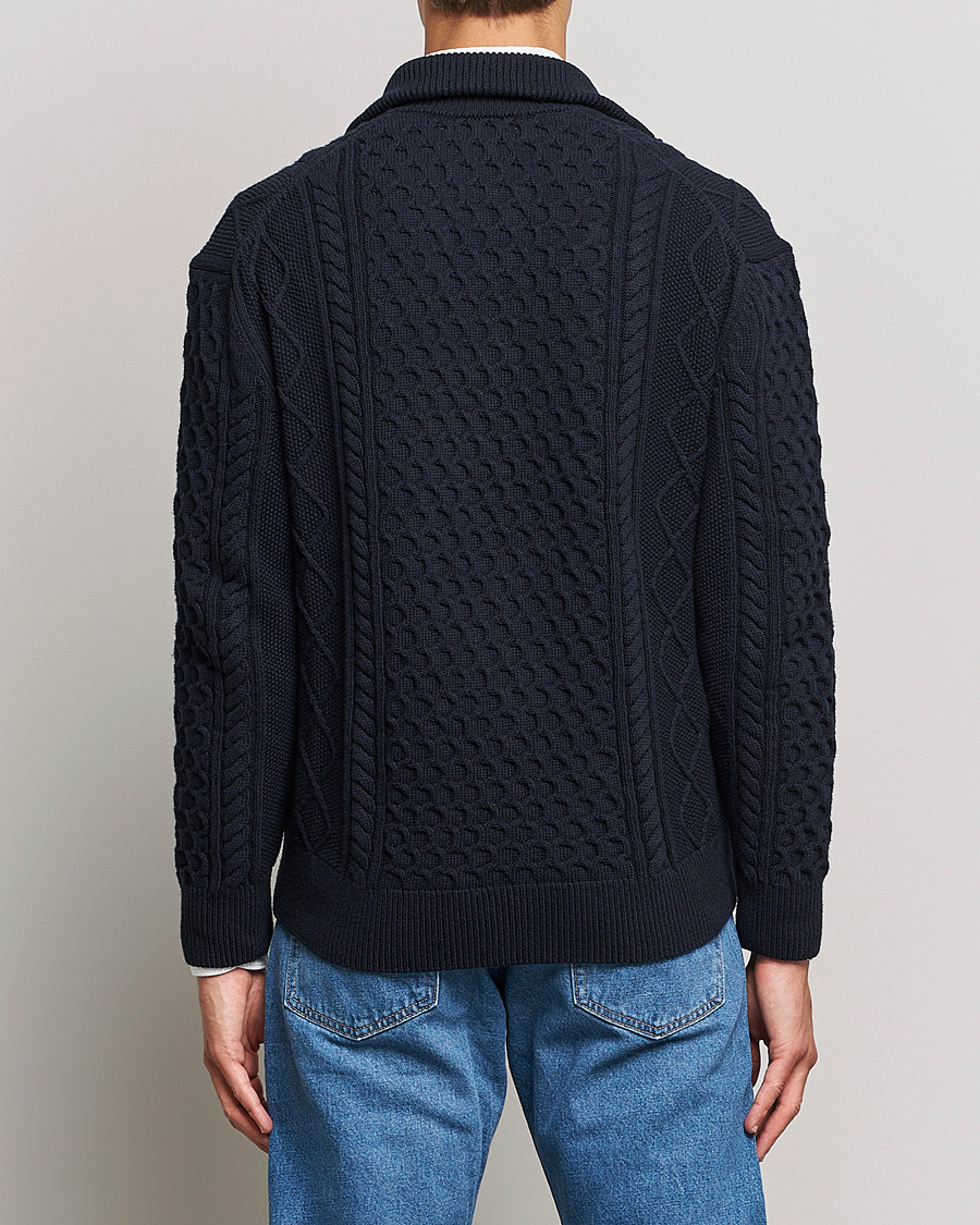 Herre | Trøjer | GANT | Aran Structured Full Zip Evening Blue