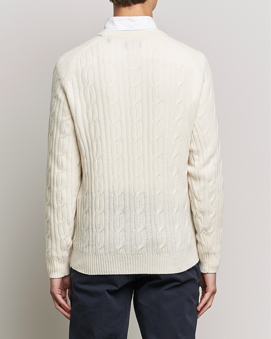 Herre | Trøjer | GANT | Lambswool Cable Crew Neck Pullover Cream