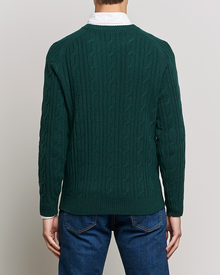 Herre | Trøjer | GANT | Lambswool Cable Crew Neck Pullover Tartan Green