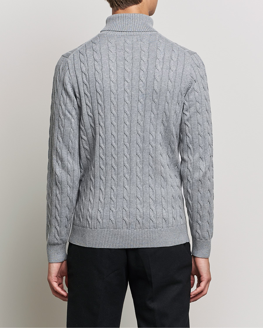 Herre | Trøjer | GANT | Cotton Cable Turtleneck Grey Melange