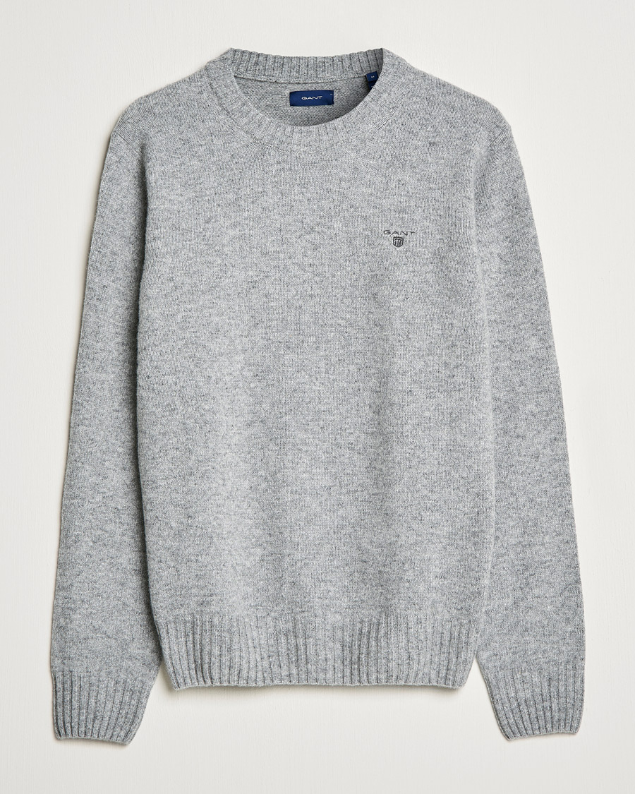 Herre | Trøjer | GANT | Brushed Wool Crew Neck Sweater Grey Melange