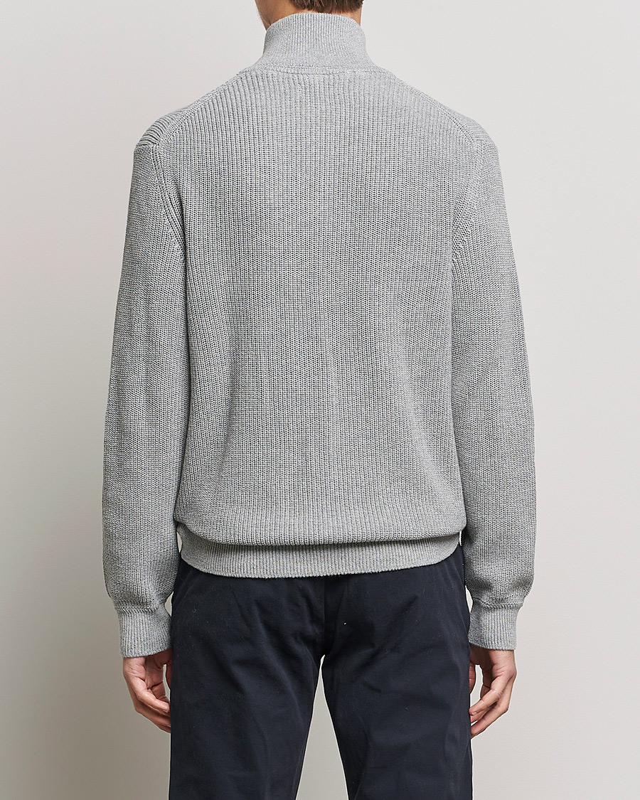 Herre | Trøjer | GANT | Cotton/Wool Ribbed Half Zip Sweater Grey Melange