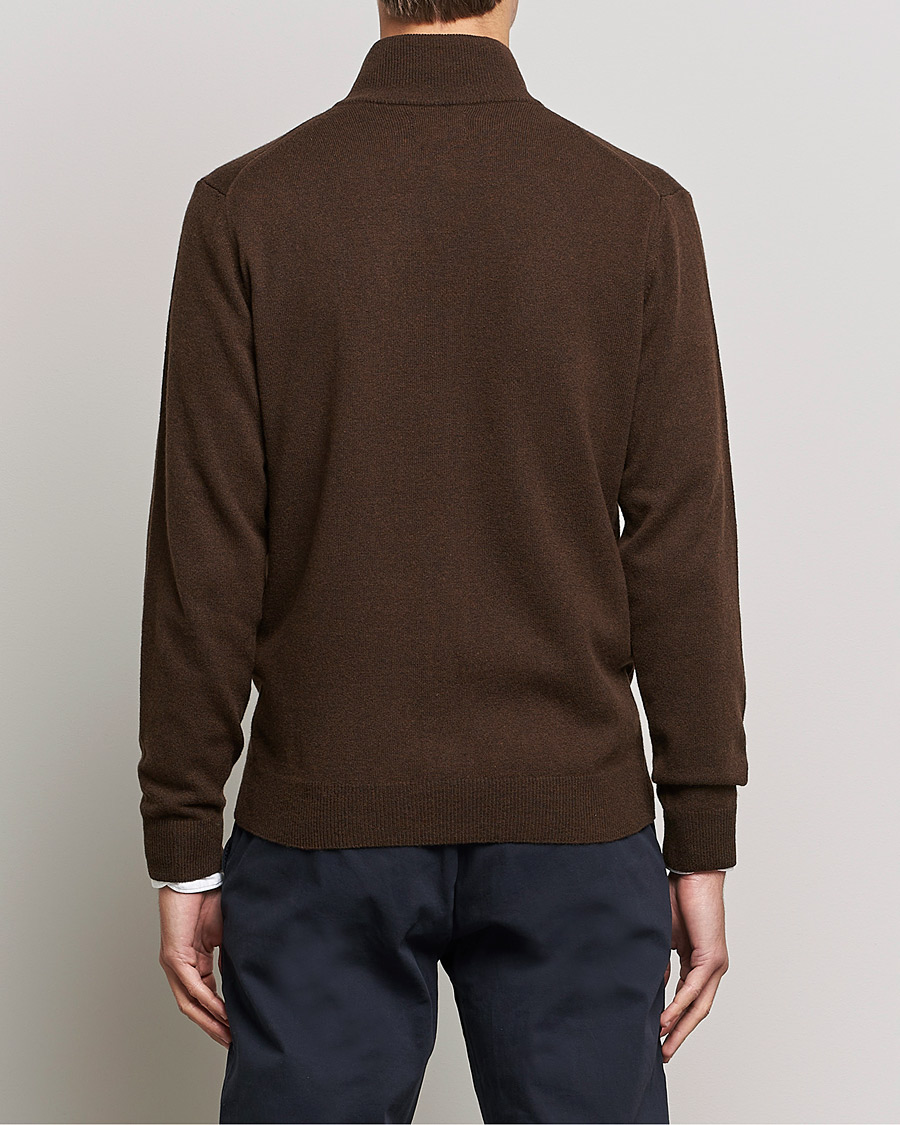 Herre | Trøjer | GANT | Lambswool Full Zip Dark Brown Melange