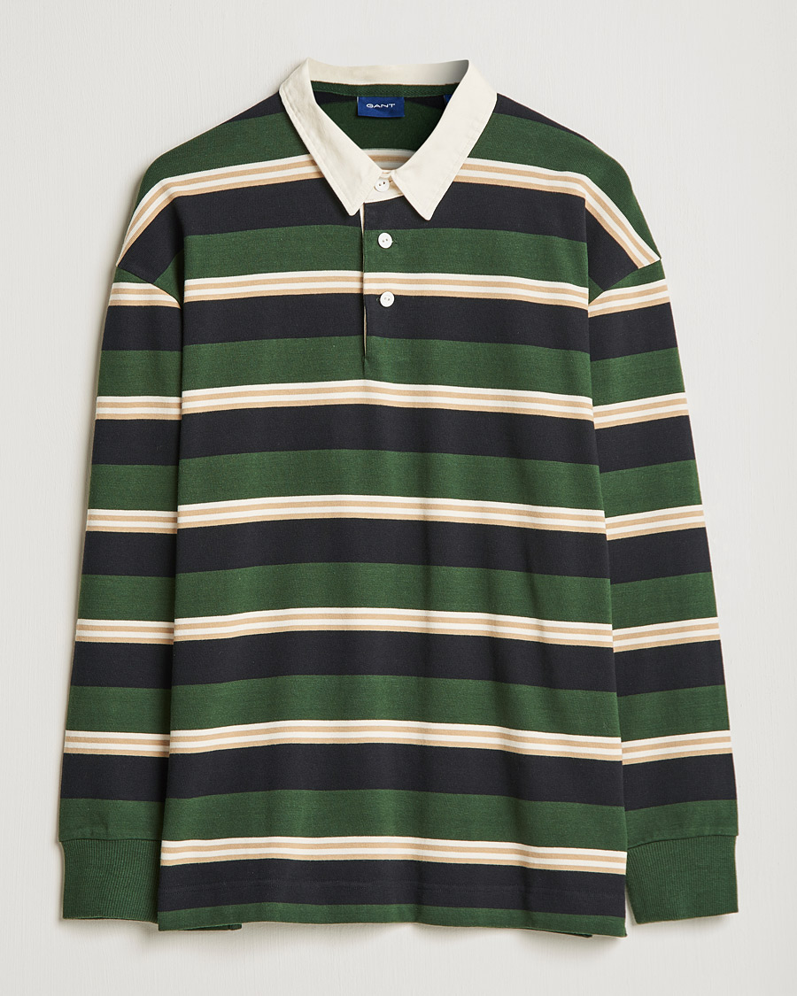Herre | Trøjer | GANT | Archive Striped Heavy Rugger Storm Green