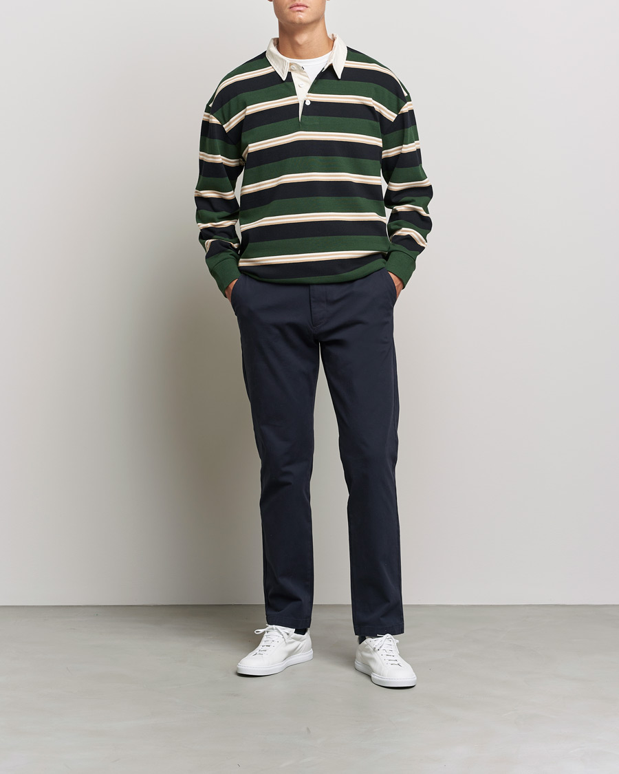 Herre | Trøjer | GANT | Archive Striped Heavy Rugger Storm Green