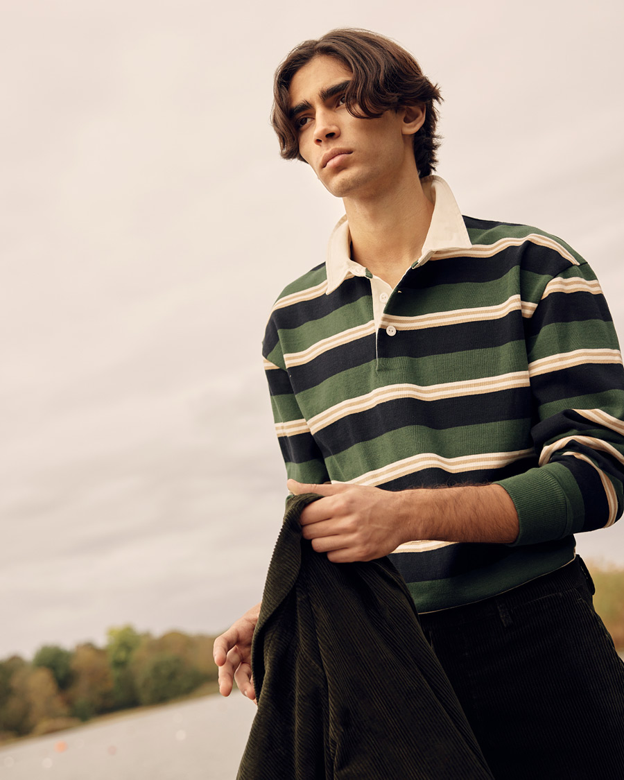 Herre | Trøjer | GANT | Archive Striped Heavy Rugger Storm Green