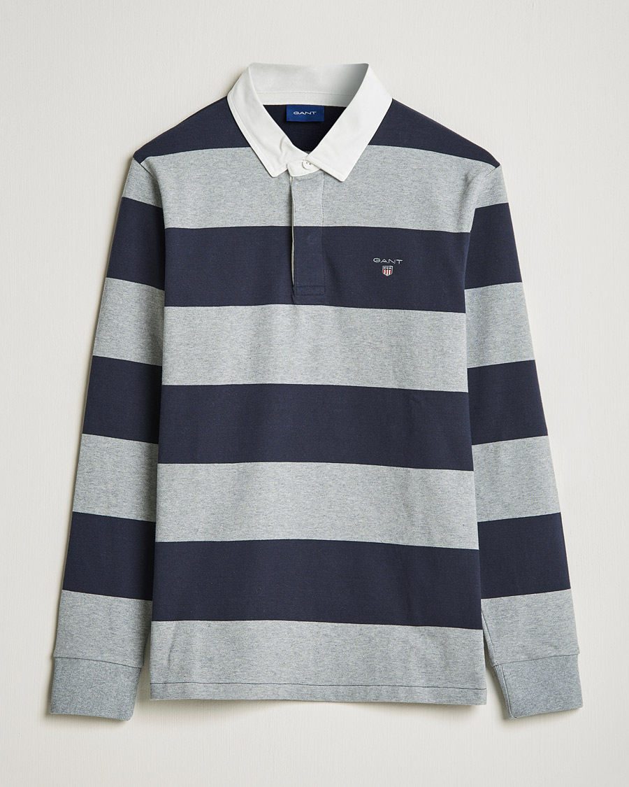 Herre | Trøjer | GANT | Barstriped Heavy Rugger Grey Melange