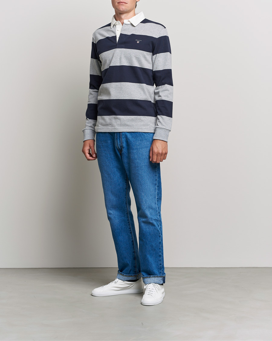 Herre | Trøjer | GANT | Barstriped Heavy Rugger Grey Melange