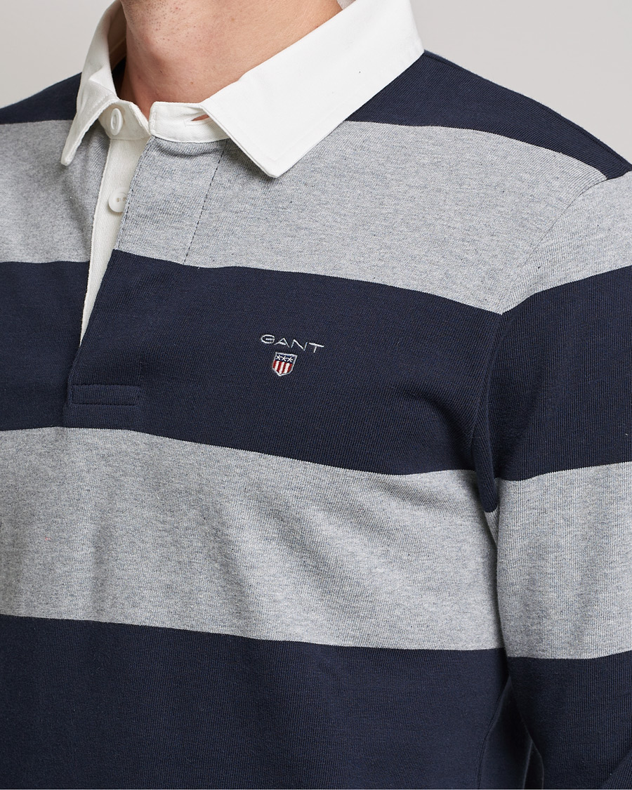 Herre | Trøjer | GANT | Barstriped Heavy Rugger Grey Melange